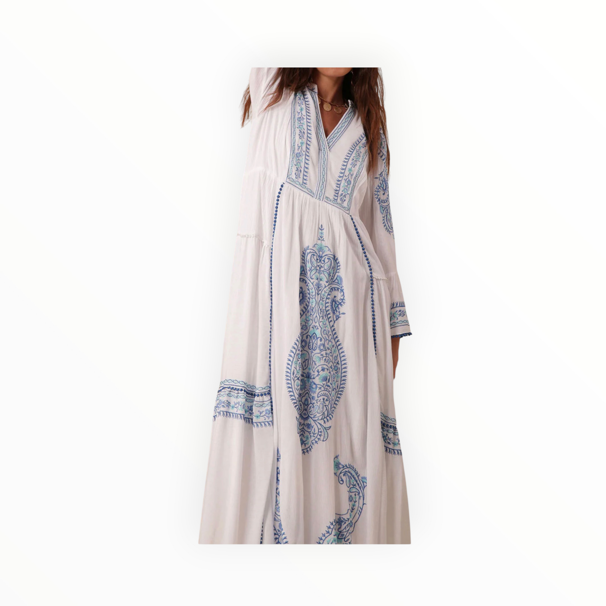 Hale Bob Isabel Embroidered Maxi Dress - Blue