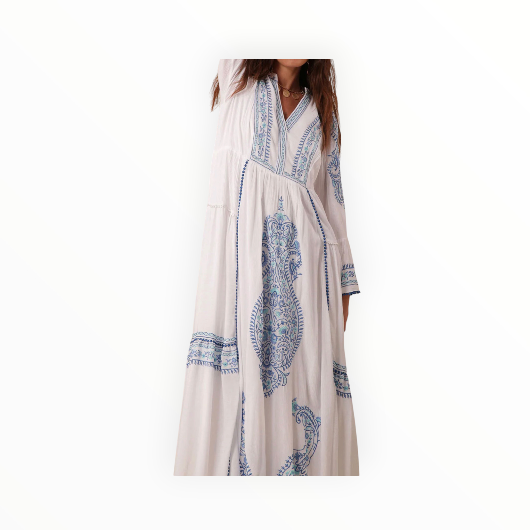 Hale Bob Isabel Embroidered Maxi Dress - Blue
