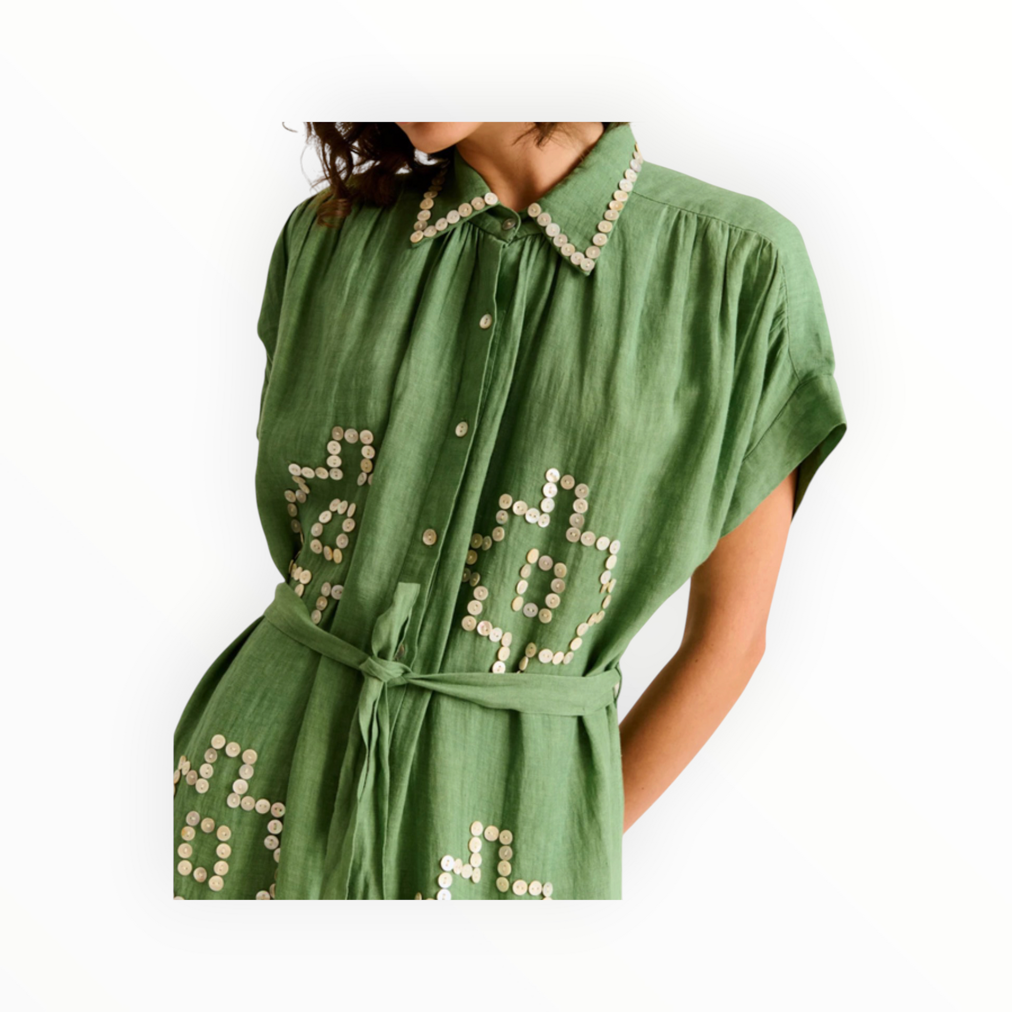 Carolina K Valerie Kaftan Dress - Green Leaf