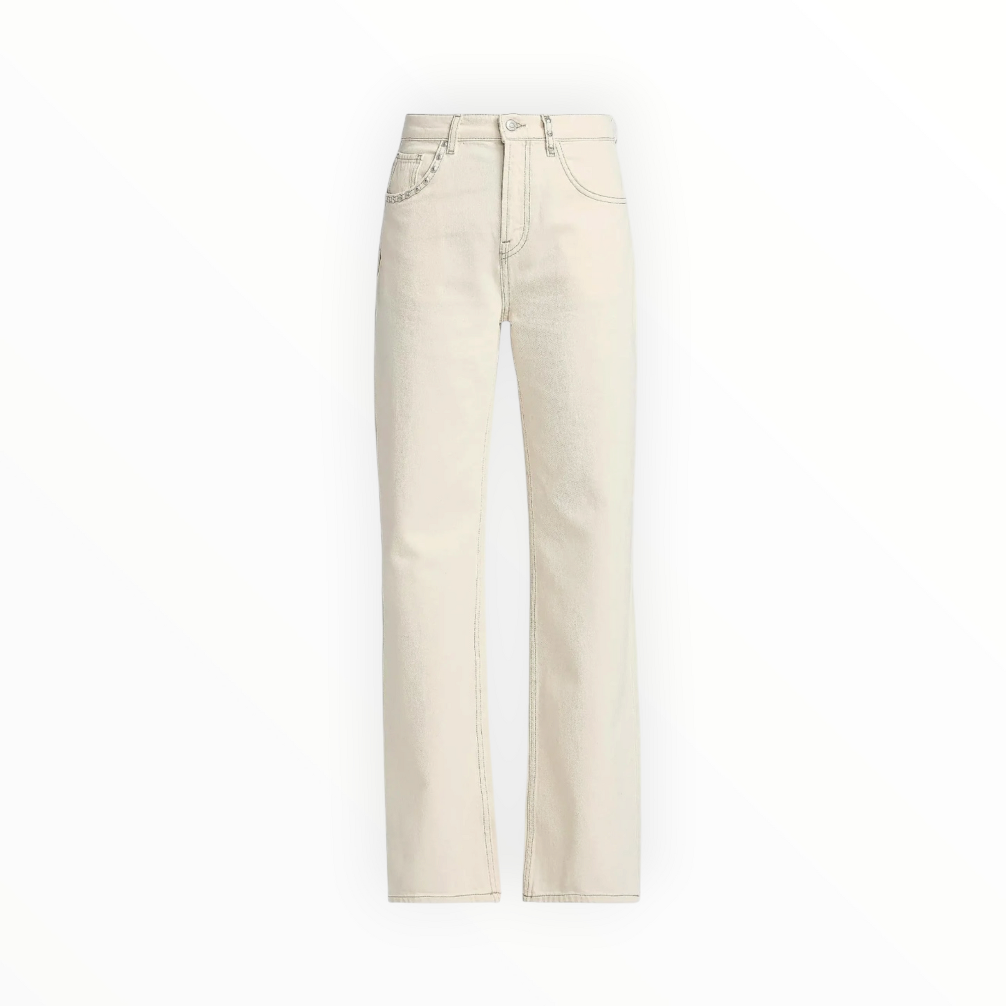ba&sh Stunner Studden Straight Jeans - Ecru