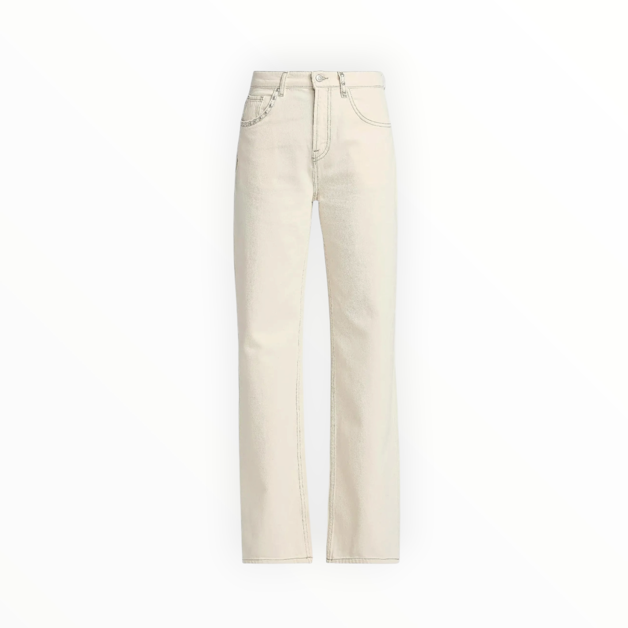 ba&sh Stunner Studden Straight Jeans - Ecru