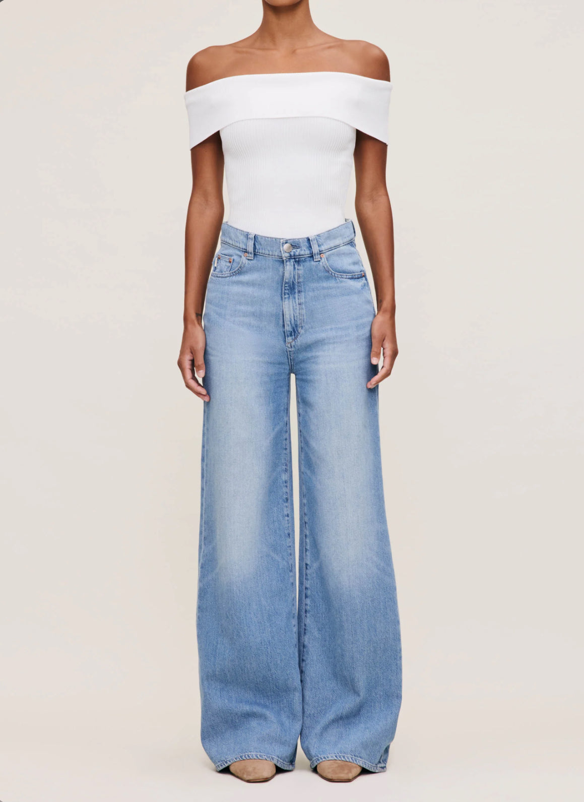 DL1961 Off Shoulder Top Instasculpt™ Rib - White