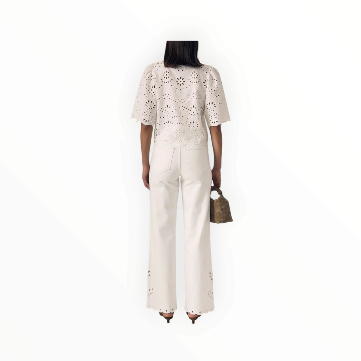 LE JEAN Column Eyelet Jean - White