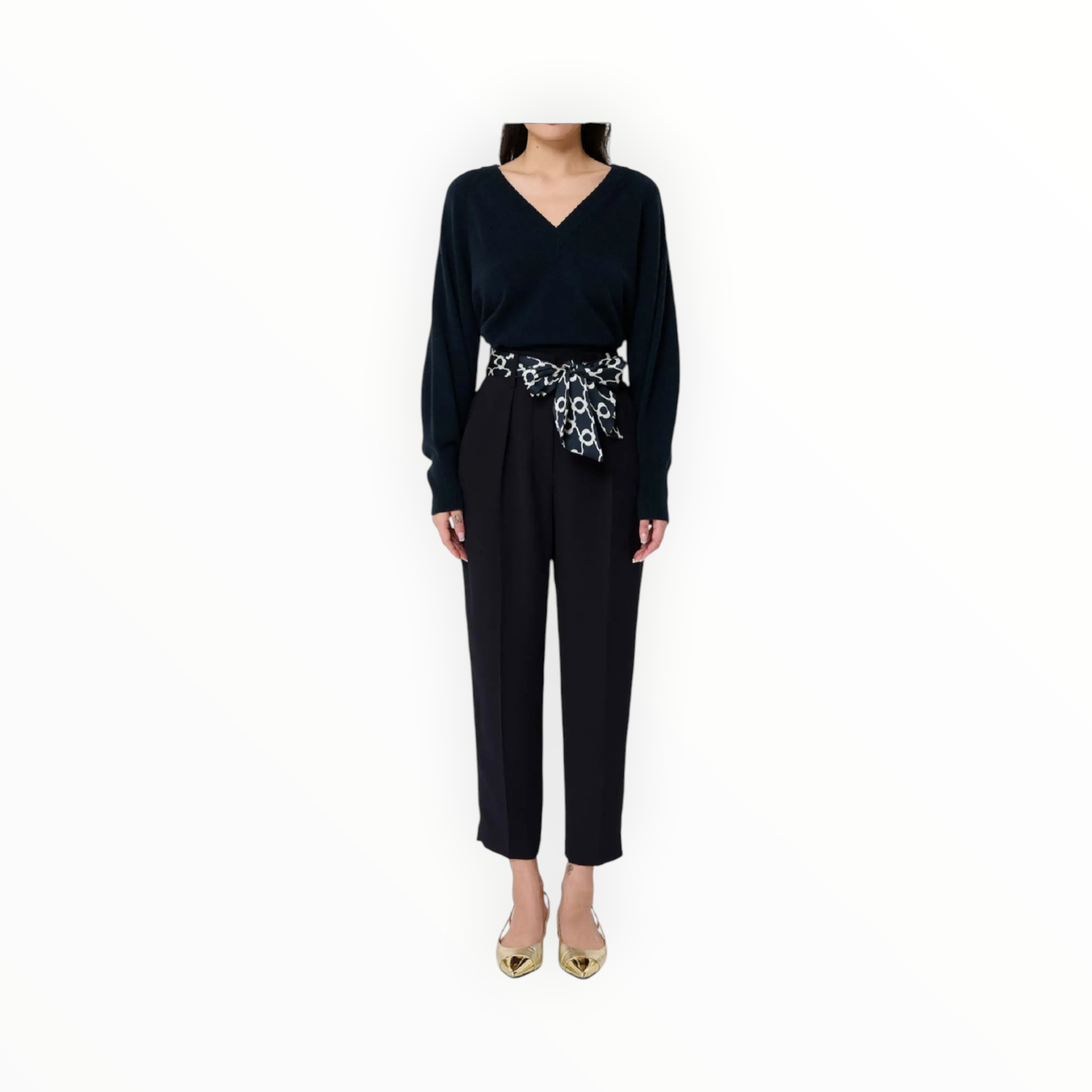 Tara Jarmon Paga Belted Pants - Midnight Blue
