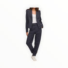 Marissa Webb Noel Double Breasted Blazer - Navy Beige Pinstripe