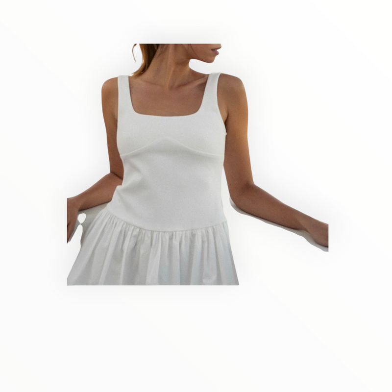 Mable Scoop Neck Dress - Off White