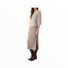 White + Warren Metallic Shine Ribbed Skirt - Mauve Shine