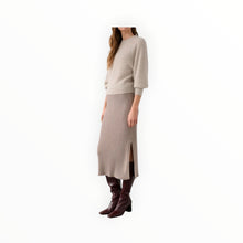 White + Warren Metallic Shine Ribbed Skirt - Mauve Shine