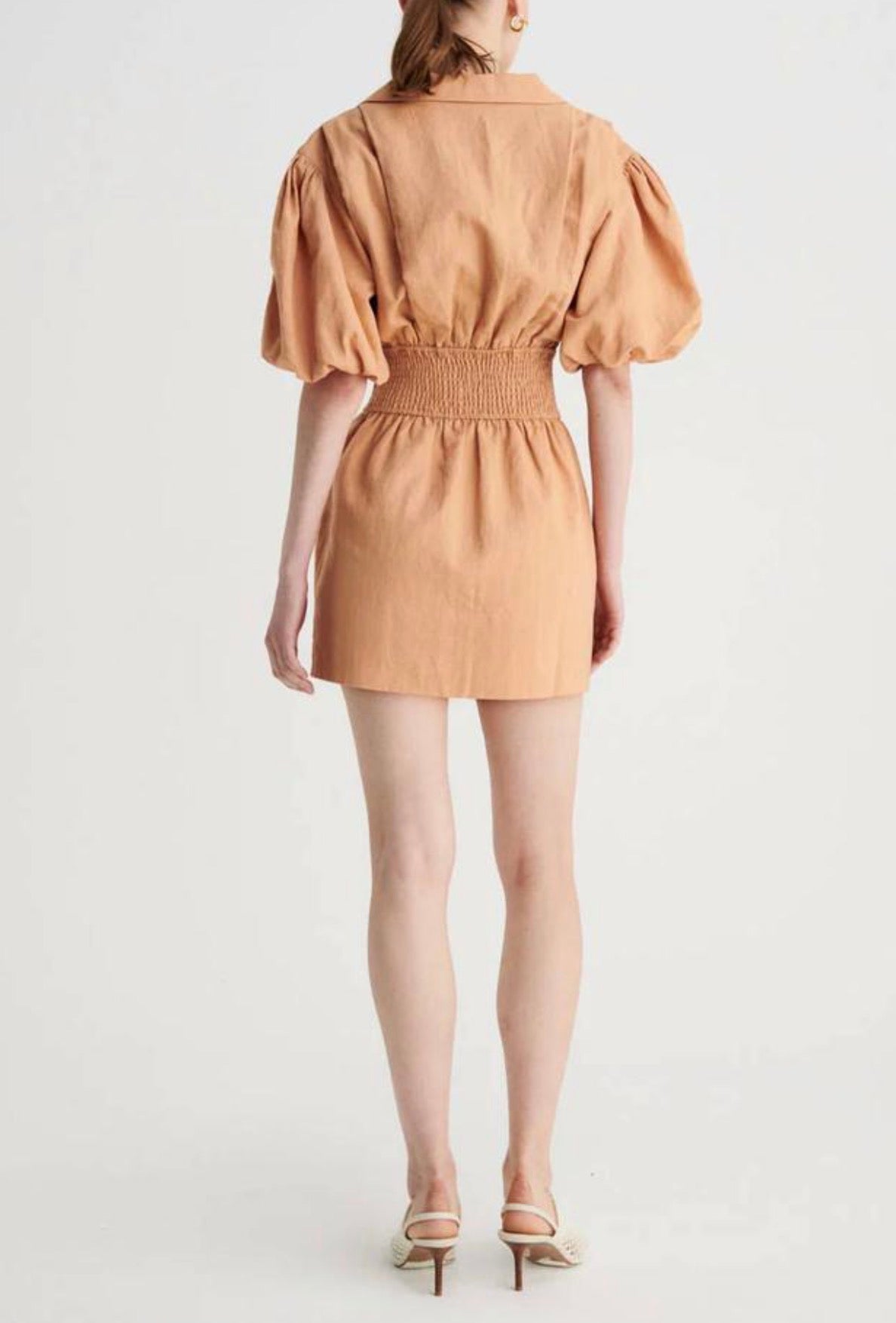 SUBOO Skylar Shirred Waist Mini Dress - Tan