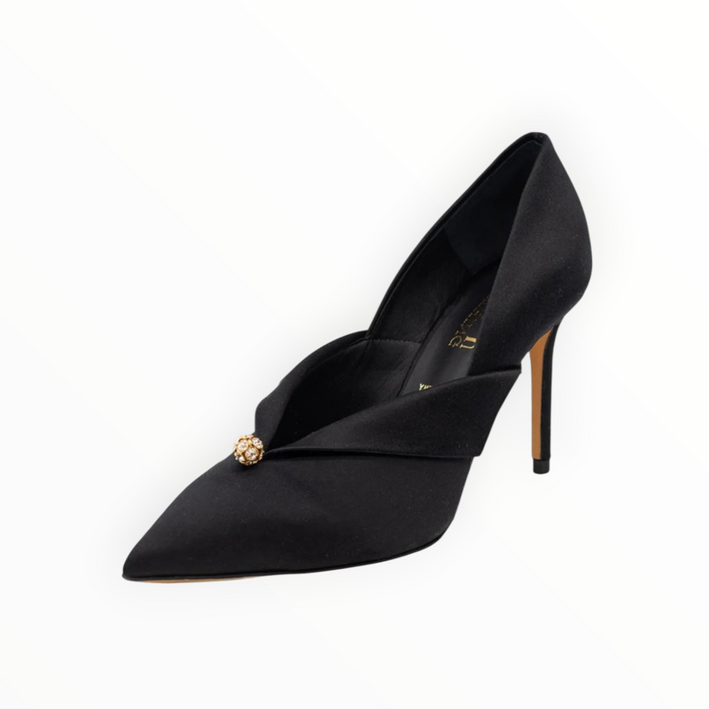 Something Bleu Selah Pointed Toe Pump - Black Satin