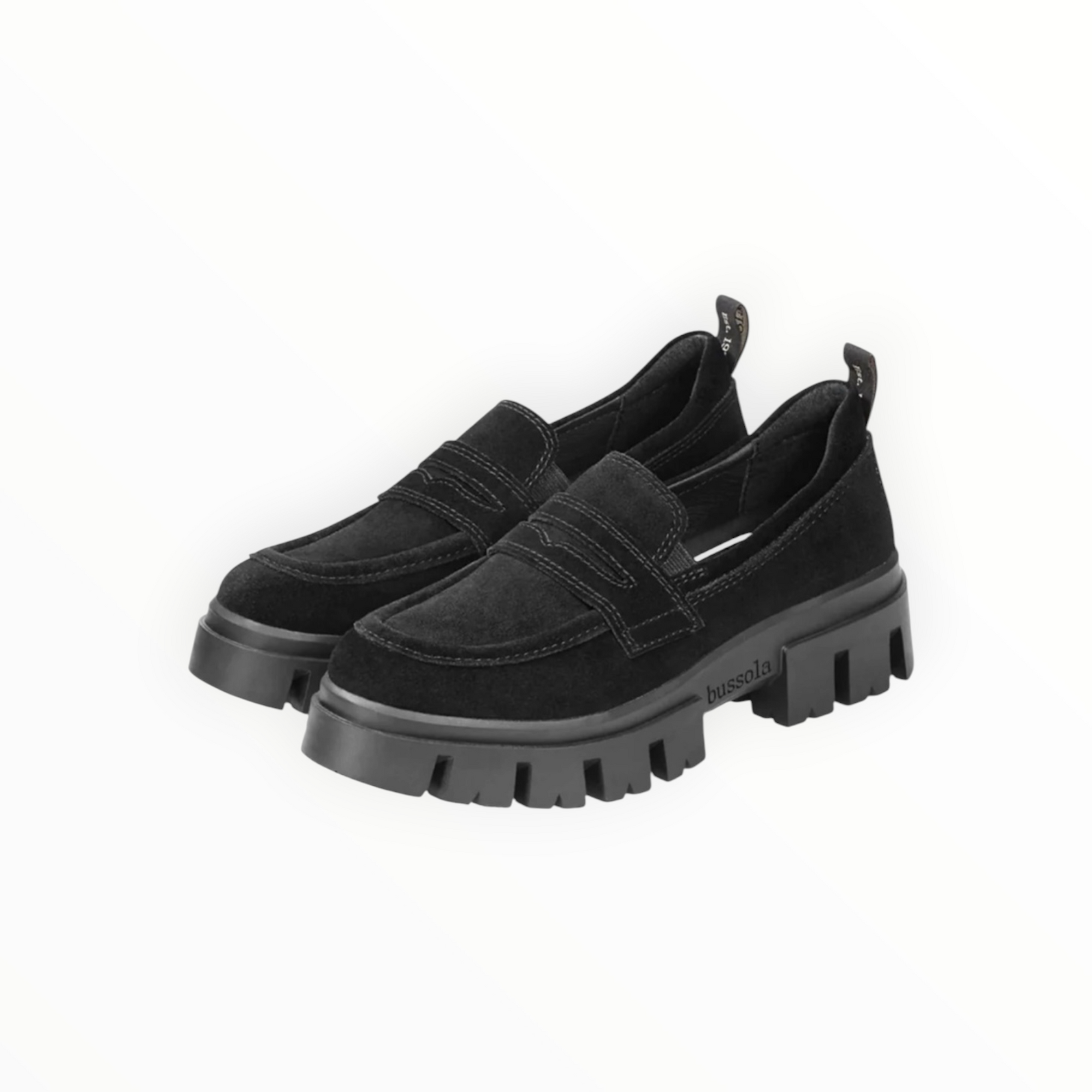 bussola Corvana Lug Sole Suede Loafer - Black