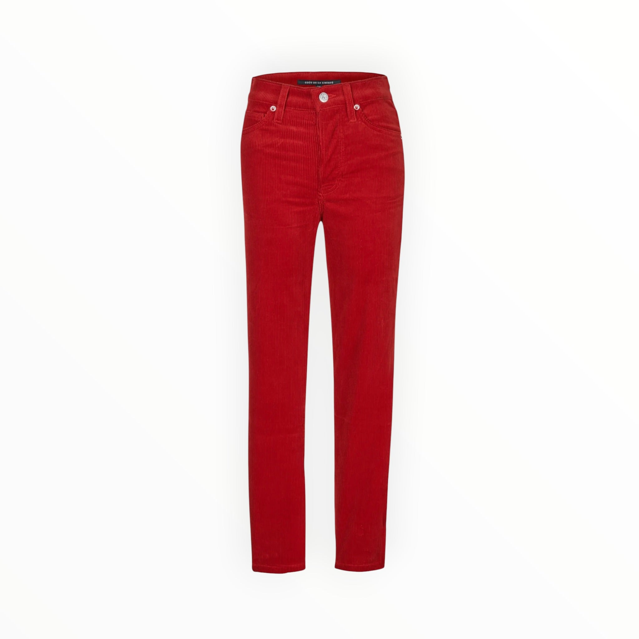 Coût De La Liberté Elle Stretch Cord HR Skinny Button Fly - Red