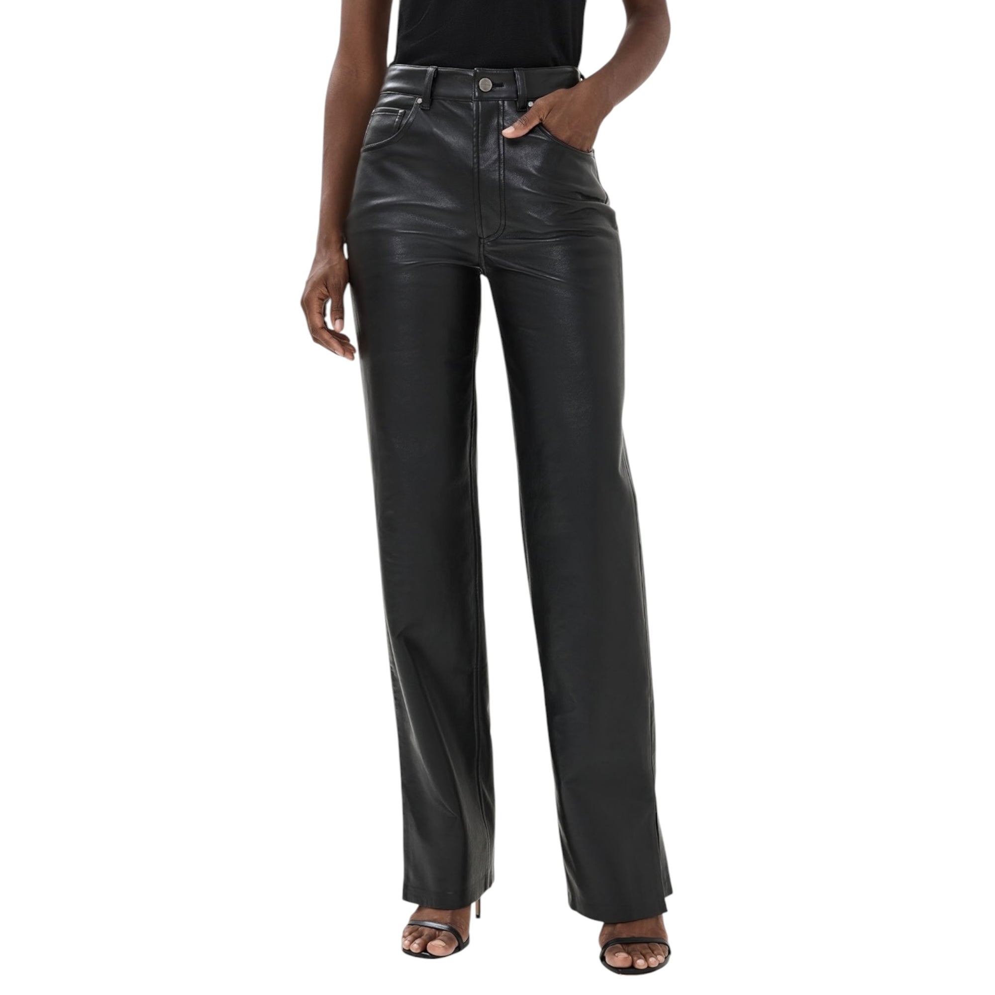 Anine Bing Roy Recycled Leather Pants - Black