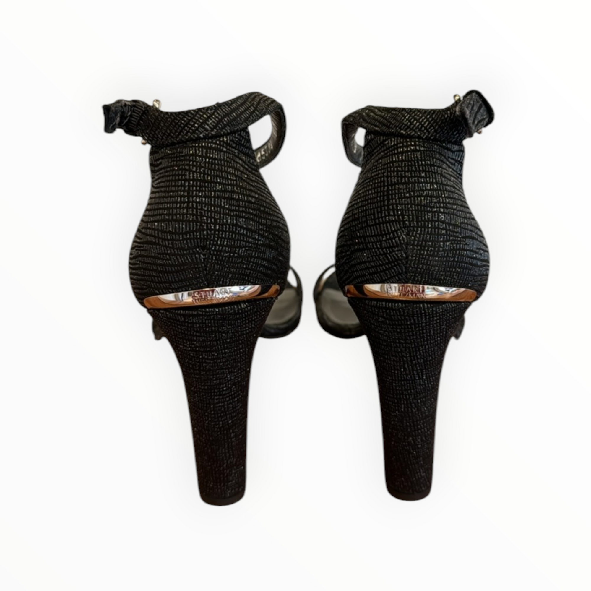 Stuart Weitzman Croc Embossed Walkaway Heel - Black