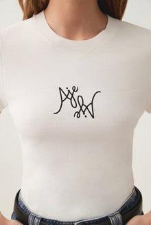 aje. Prophecy Knit Logo Baby Tee - Black/White