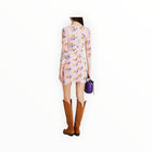 GANNI Ruched Floral Print Stretch Mesh Dress