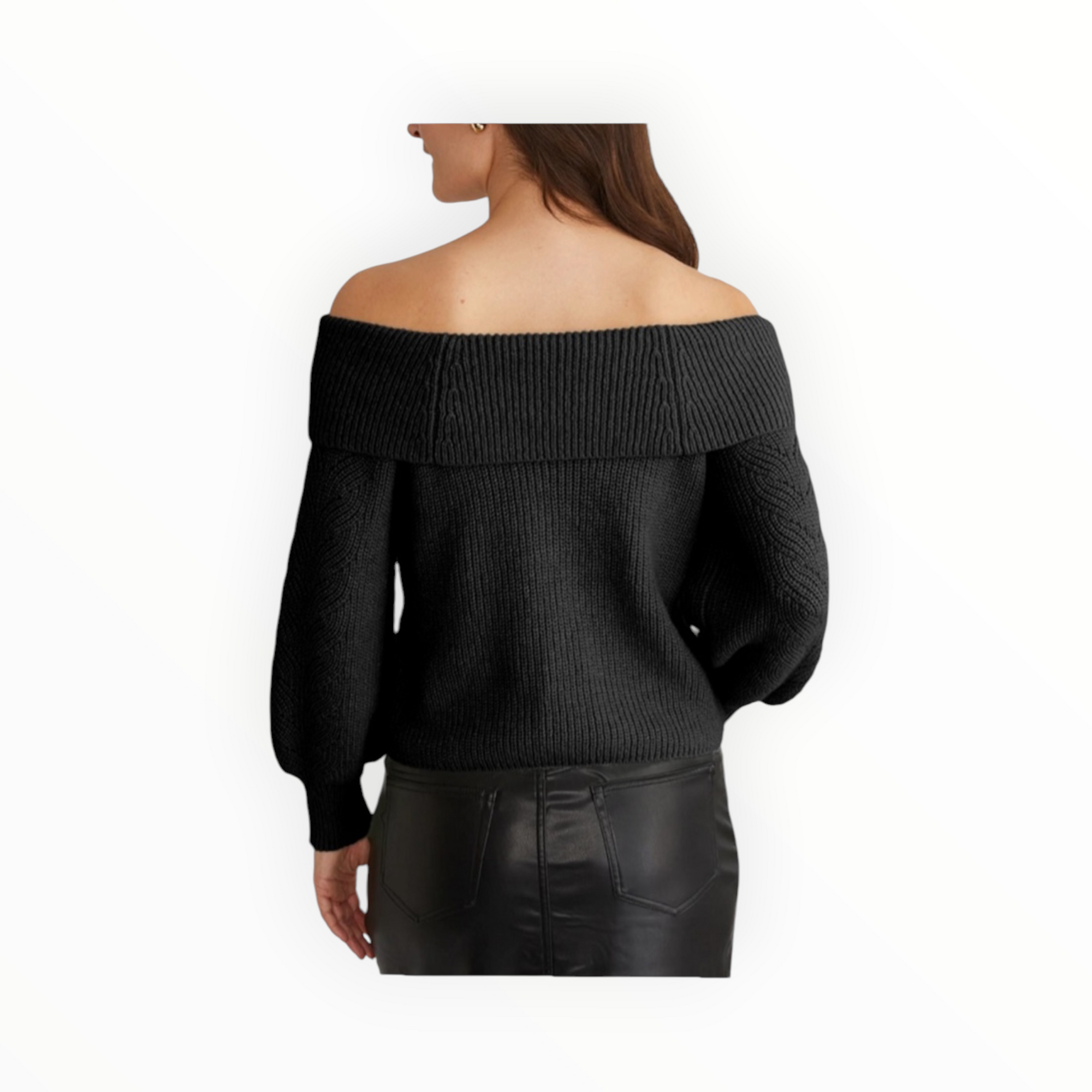 525 Marisa Relaxed Off Shoulder Pullover - Black