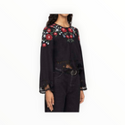 Sea New York Rosaline Embroidery Long Sleeve Top - Black