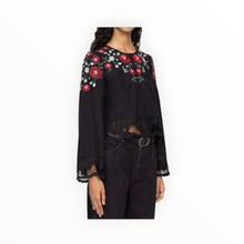 Sea New York Rosaline Embroidery Long Sleeve Top - Black
