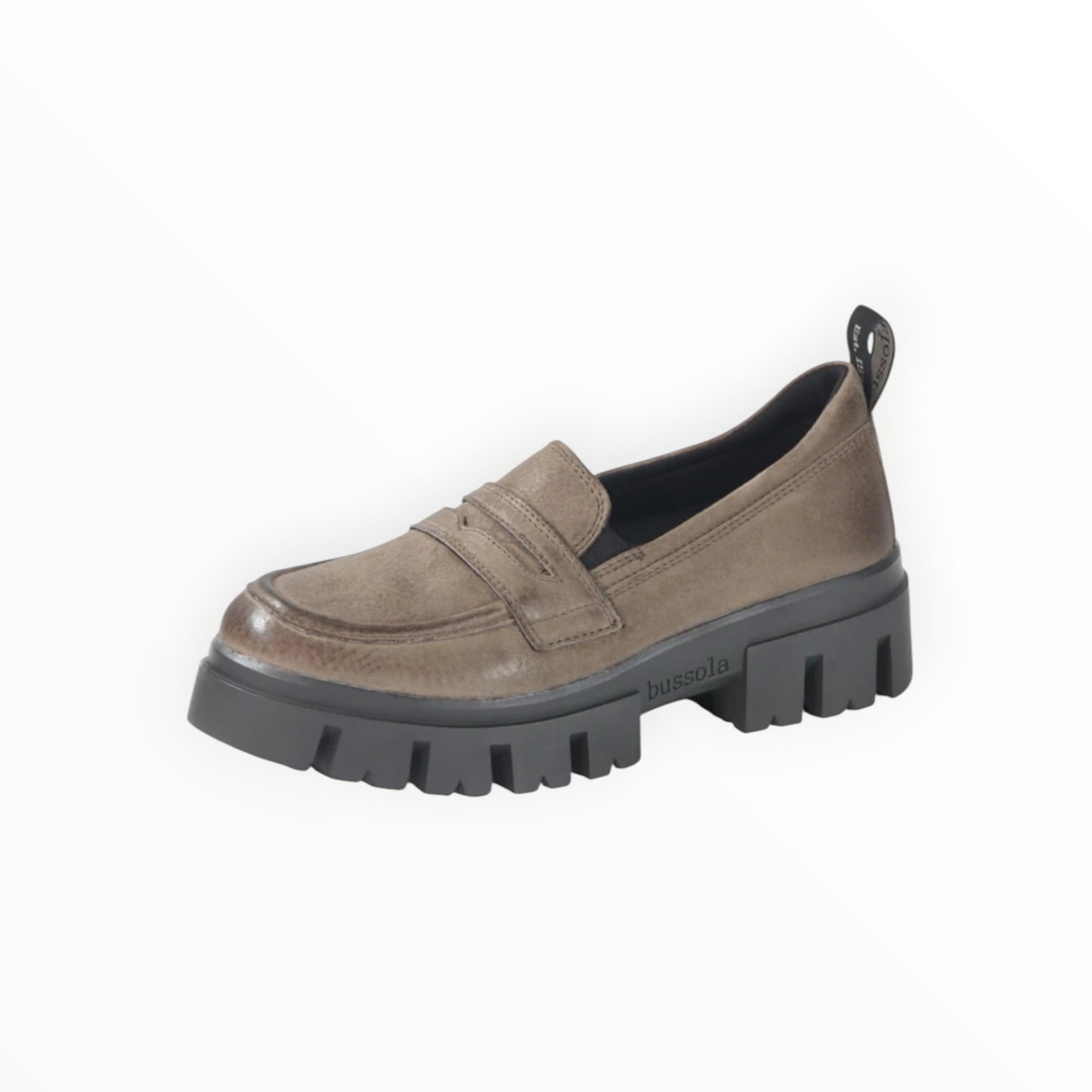 bussola Corvana Lug Sole Suede Loafer - Taupe