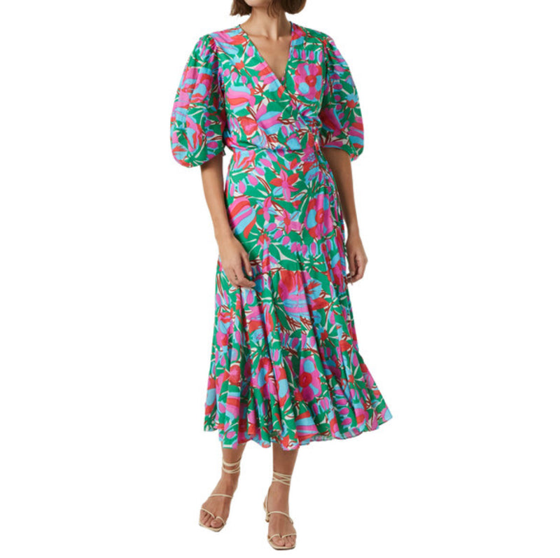 RHODE Fiona Wrap Dress - White Fleur Tropicale