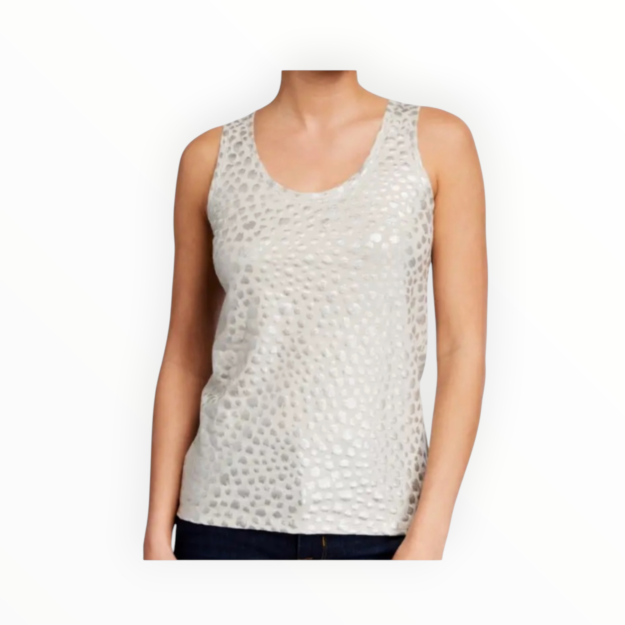Majestic Filatures Metallic Leopard Scoop Neck Stretch Linen Tank