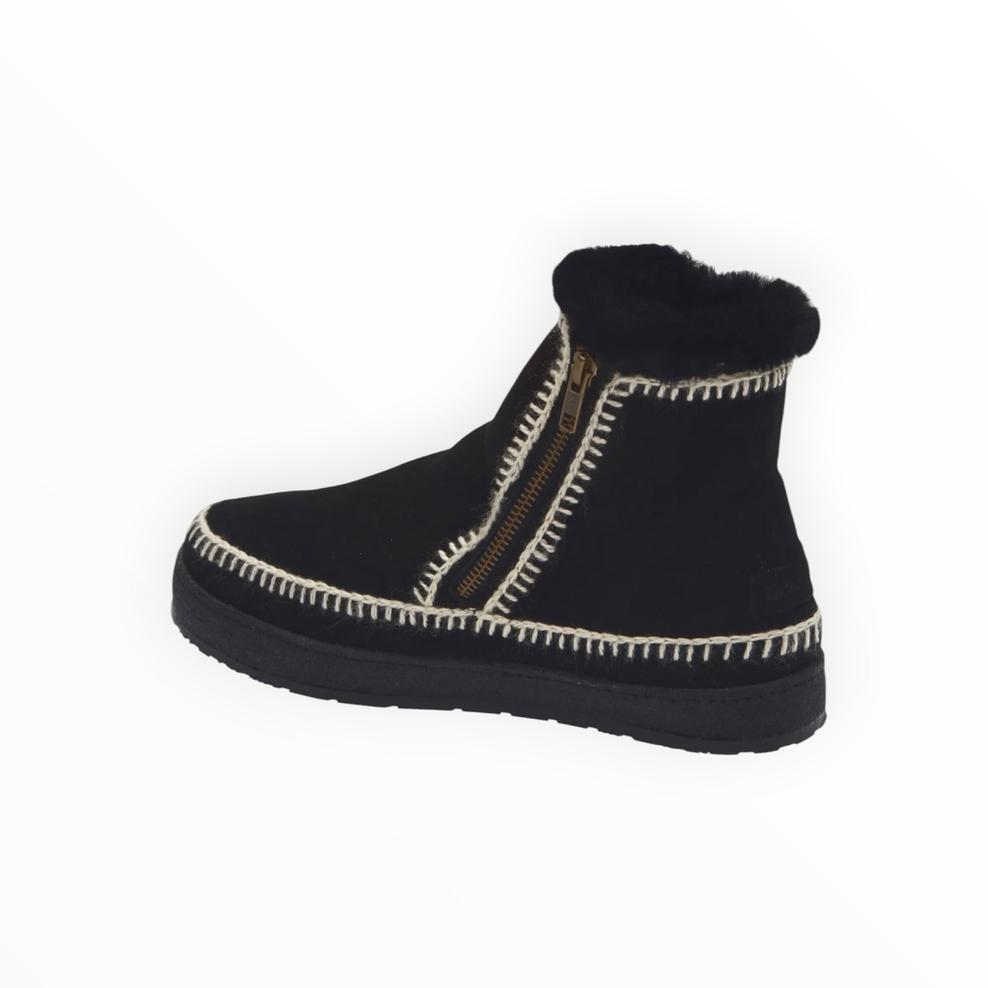 Laidback London Setsu Crochet Crepe Ankle Boot - Black Suede Natural