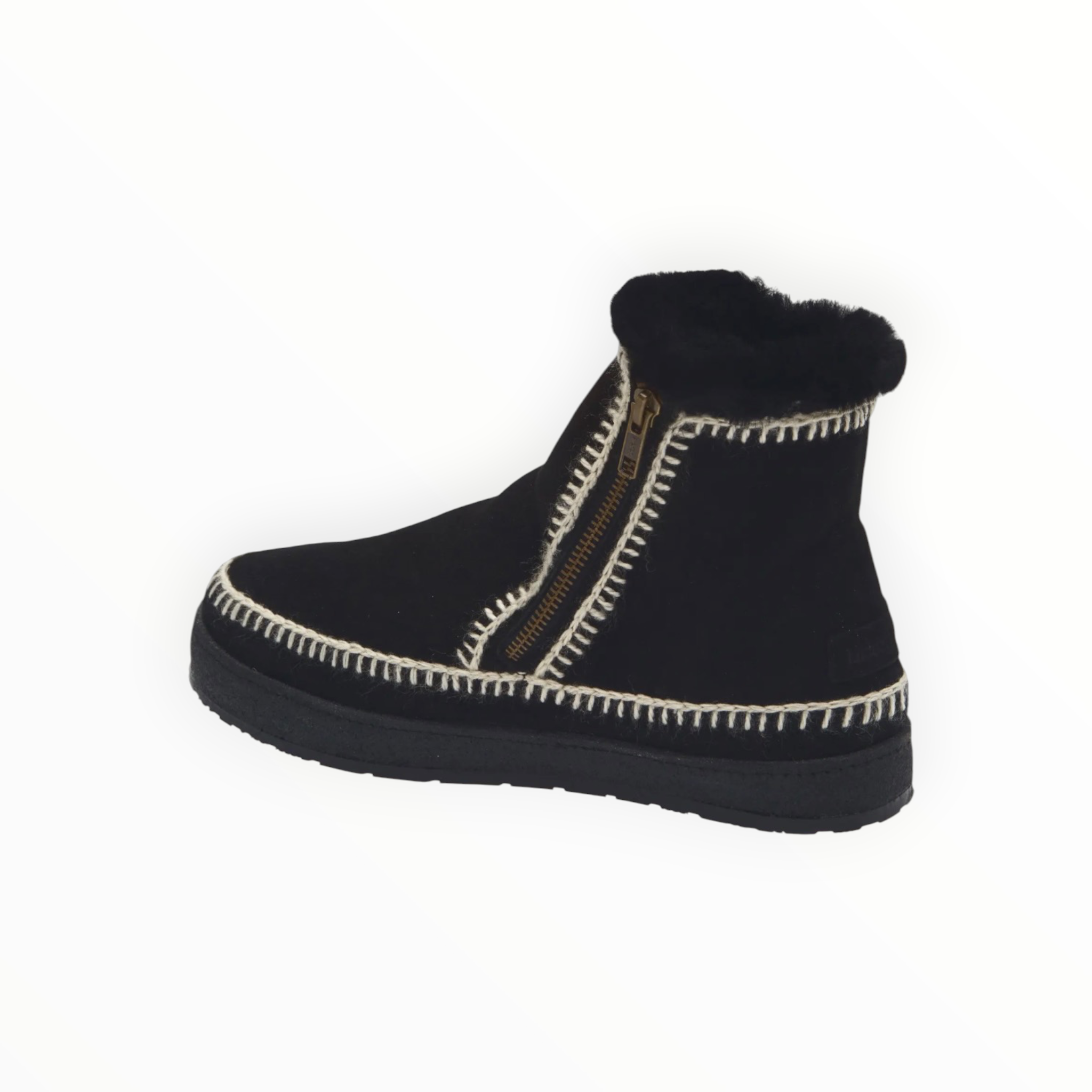 Laidback London Setsu Crochet Crepe Ankle Boot - Black Suede Natural