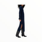 Stateside Fine Rib Ruched Buttoned Dress - Navy