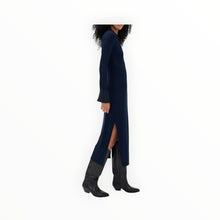 Stateside Fine Rib Ruched Buttoned Dress - Navy