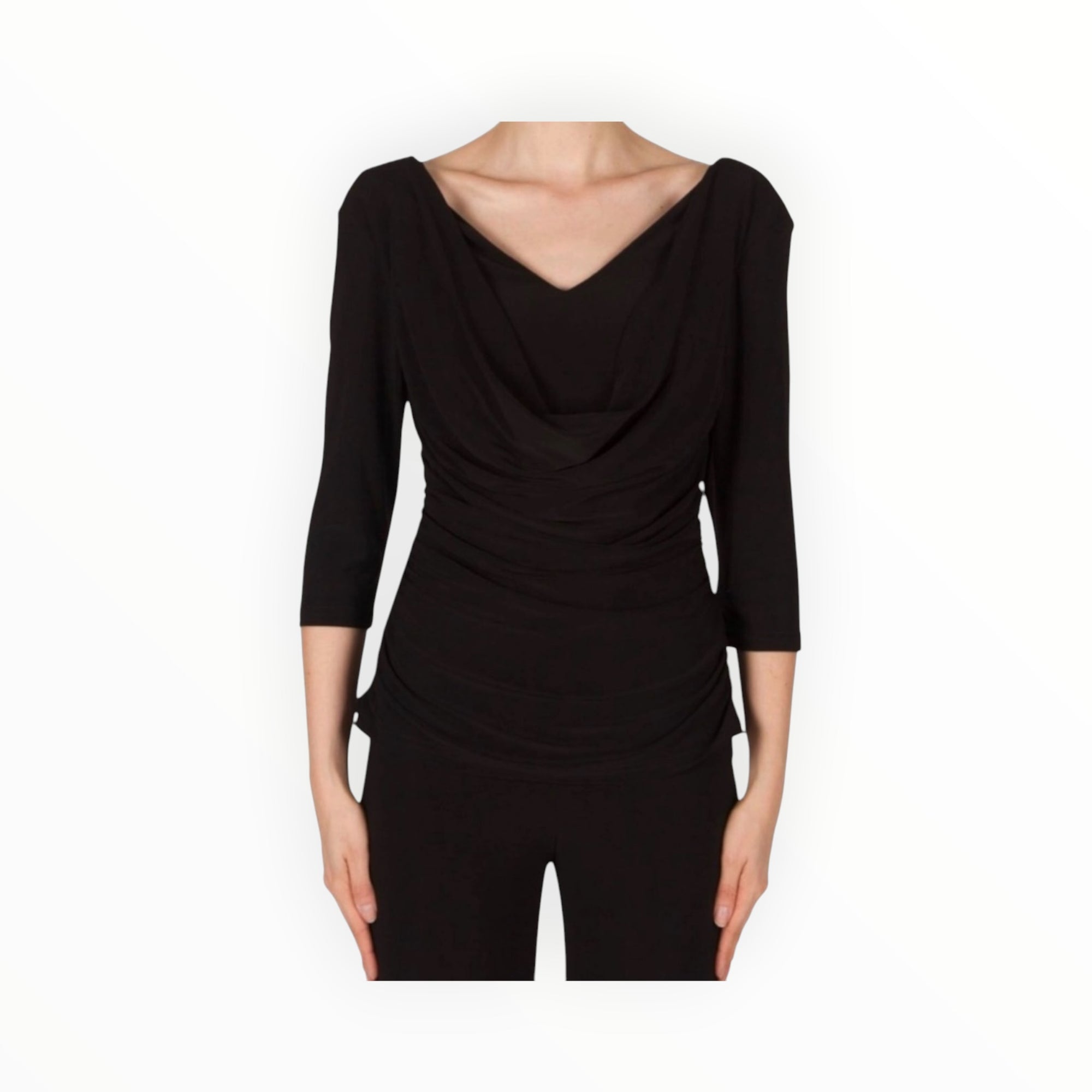 Joseph Ribkoff Drape Neck Top - Black