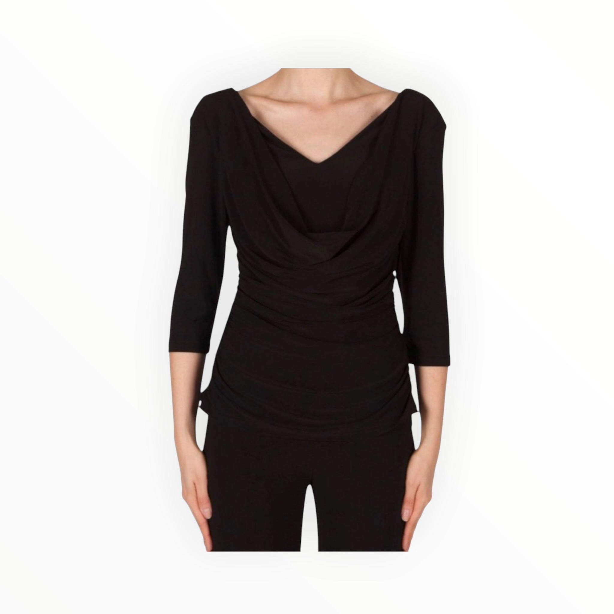 Joseph Ribkoff Drape Neck Top - Black