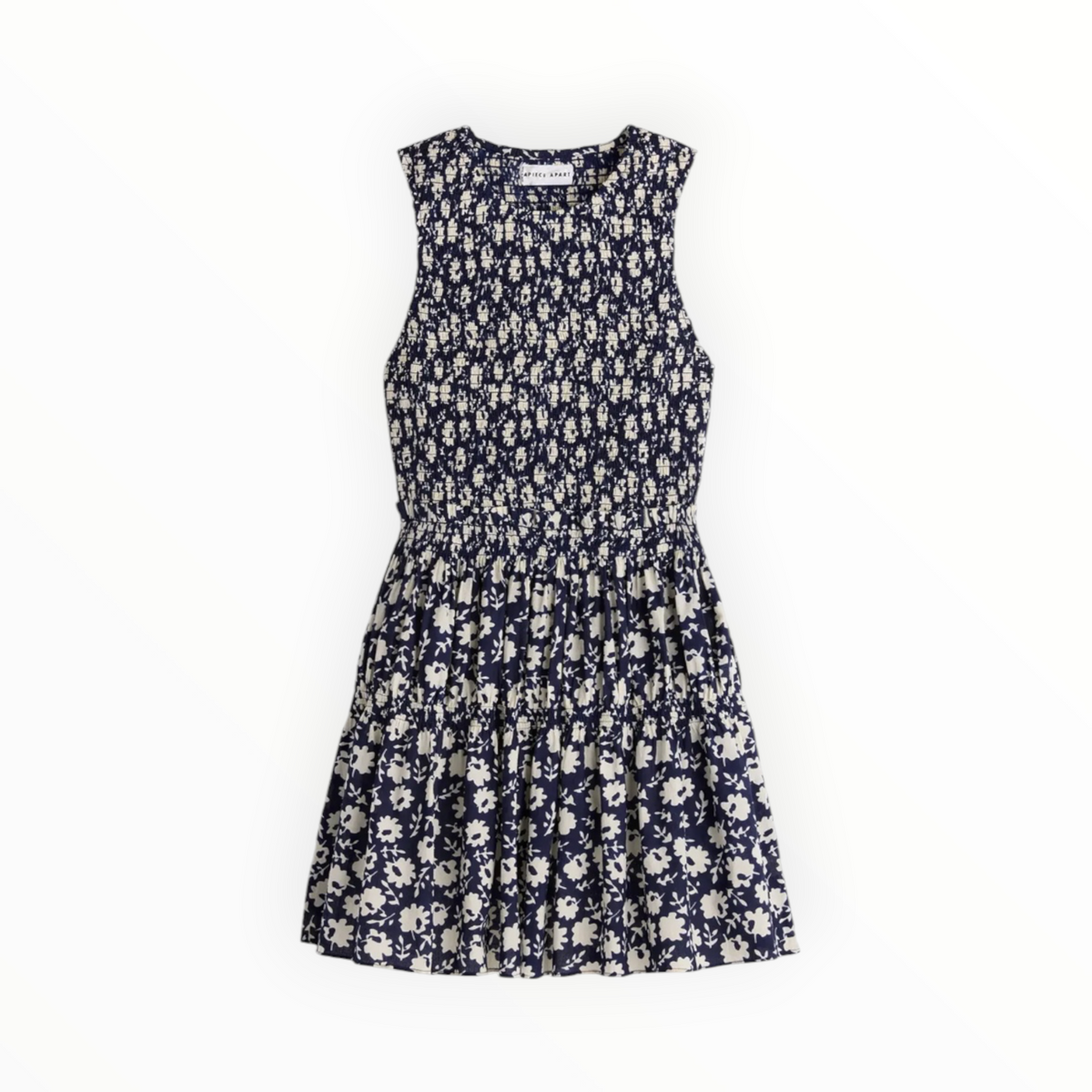 Apiece Apart Lore Smocked Mini Dress - Navy Floral Stamp