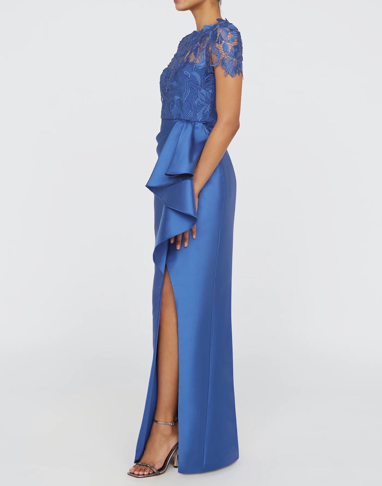THEIA Selena Column Draped Dress - Blue Mirage