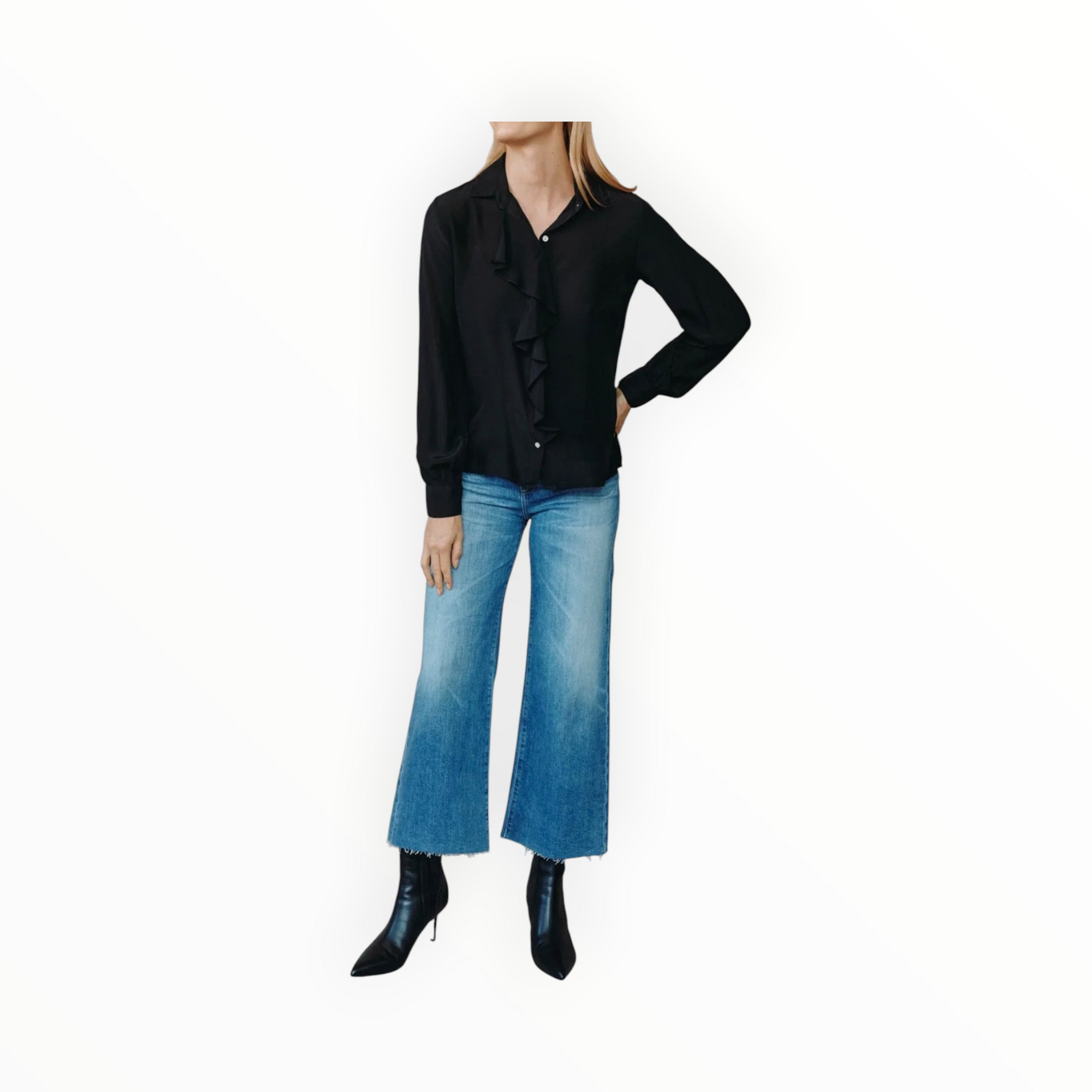 Bella Dahl Ruffle Front Shirt - Black