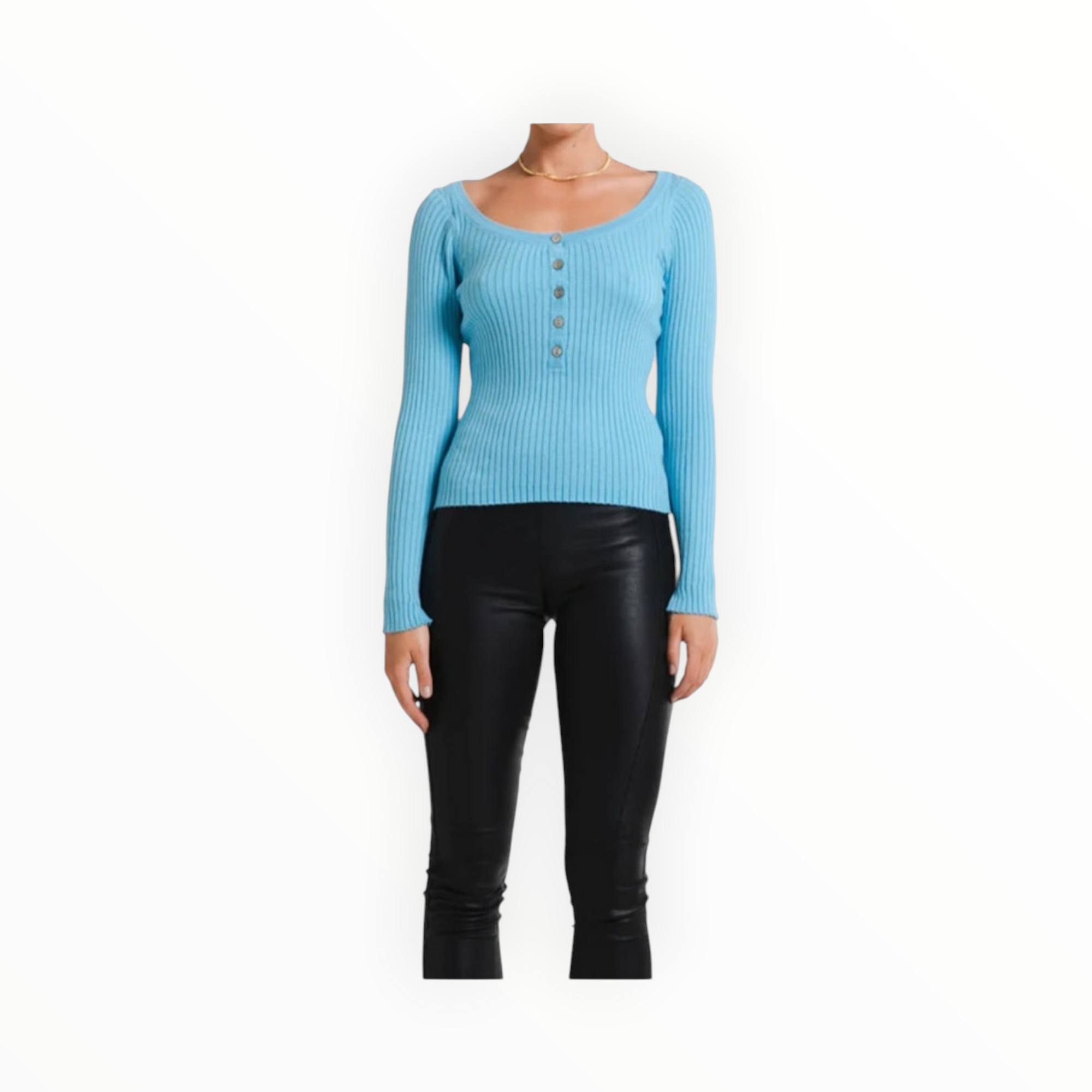 St. Cloud Label Hazel Henley Knit - Blue