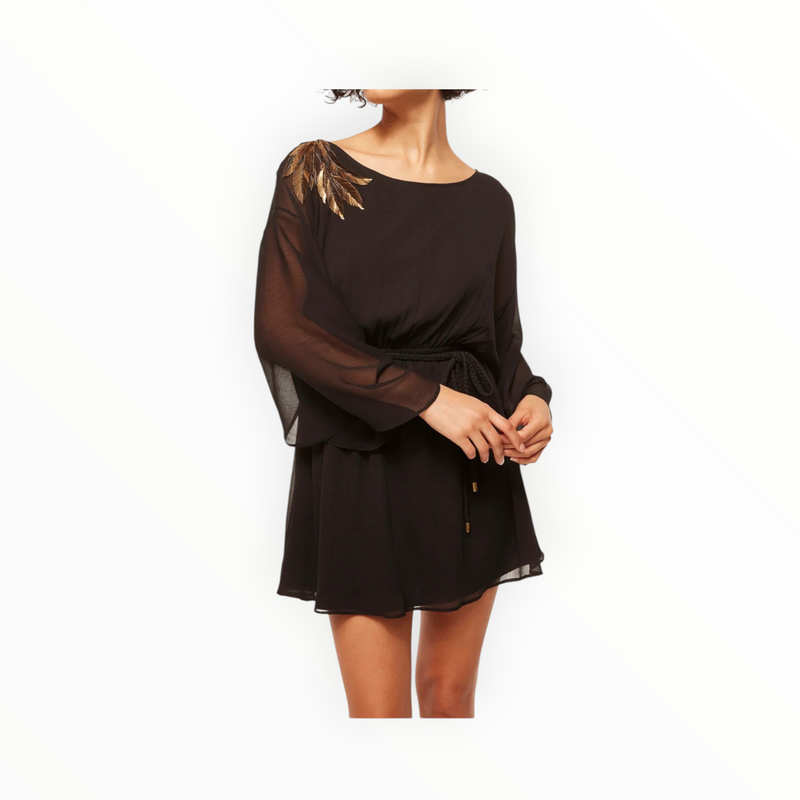 MISA Katana Dress - Black Palm D'Or