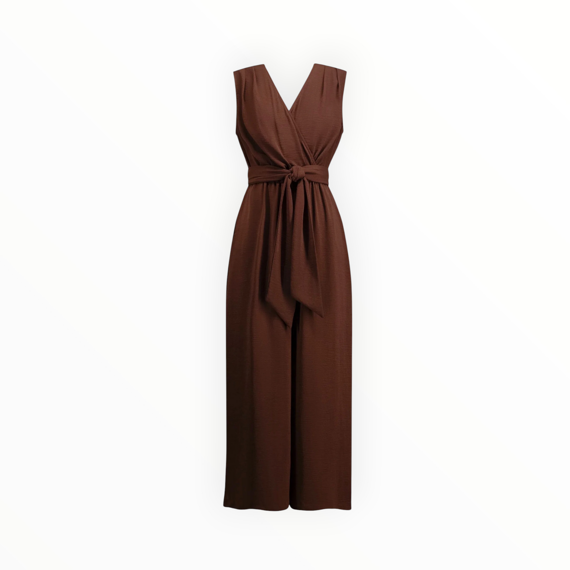 Joseph Ribkoff Wide Leg Pull-On Jumpsuit - Mahogany Brown