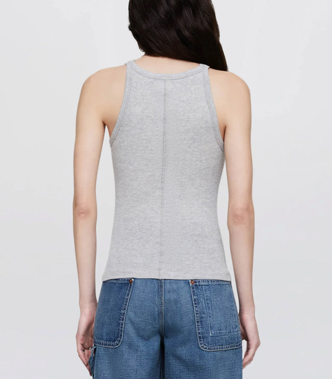Re/Done Hanes Ribbed Tank - Heather Grey