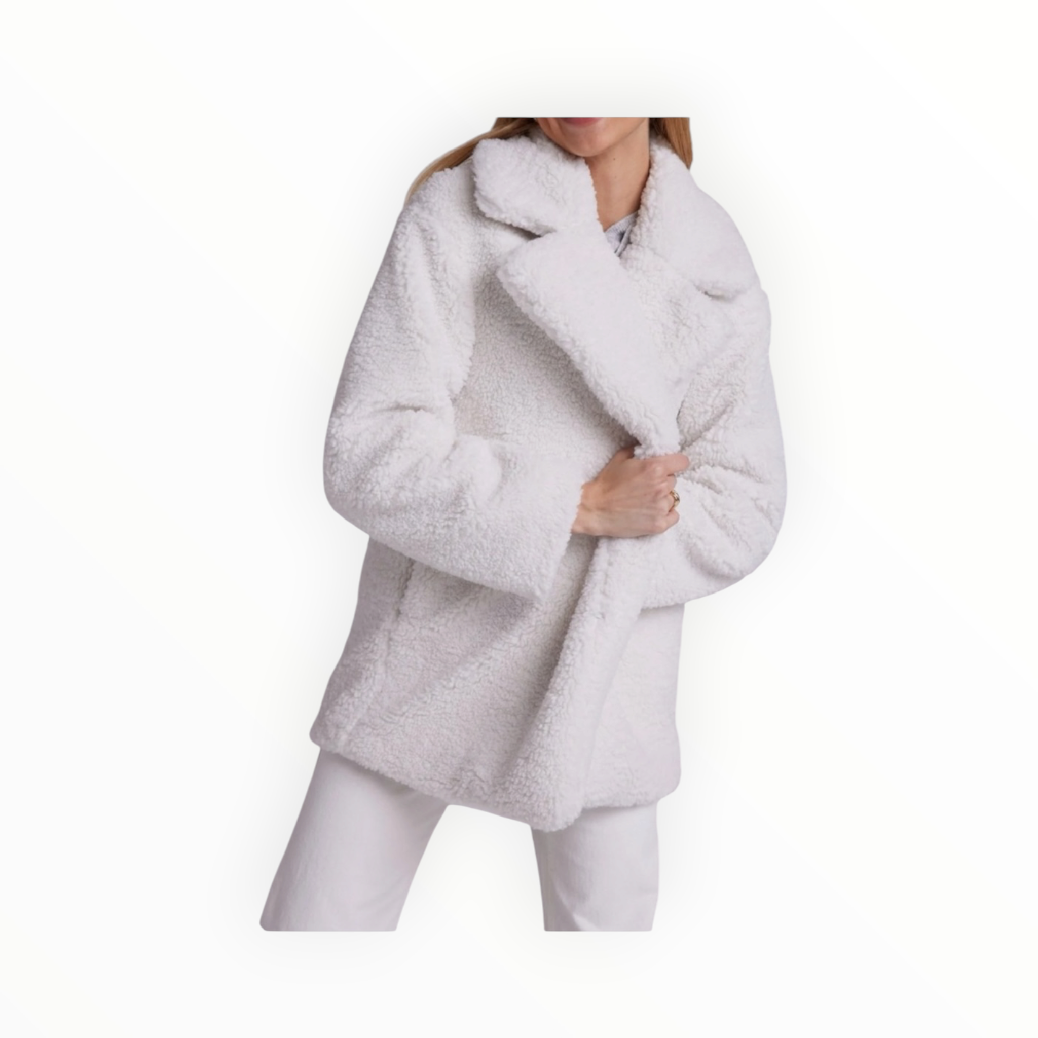Bella Dahl Oversized Notch Collar Teddy Coat - Winter White