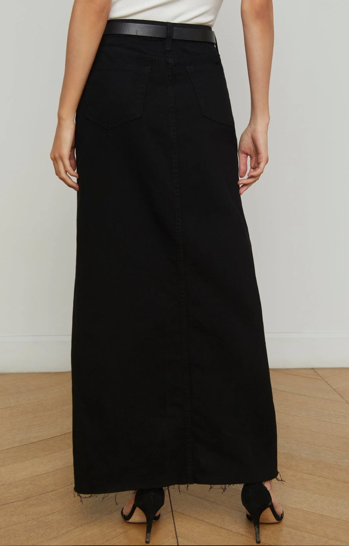 L'Agence Rysa Denim Maxi Skirt - Noir
