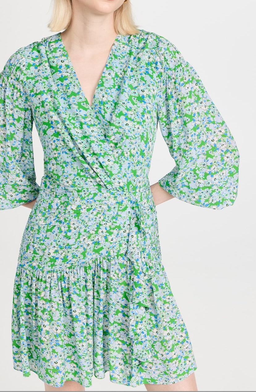 Shoshanna Nicola Floral Print Ruffle Dress - Spring Green Multi