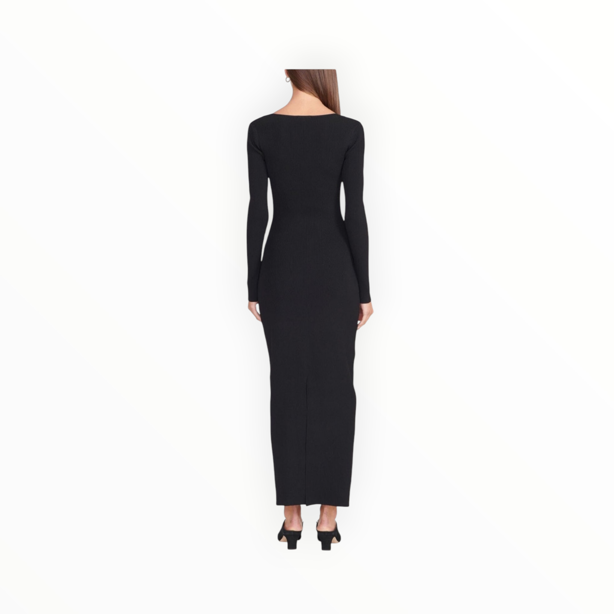 STAUD Silhouette Long-Sleeve Maxi Dress - Black