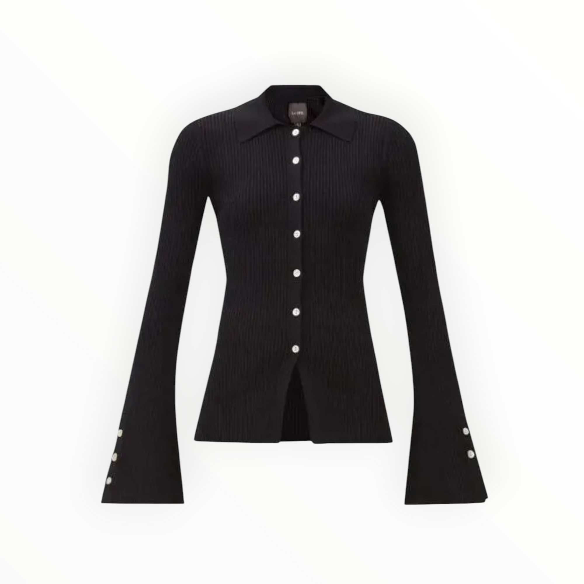 Le Ore Rimini Recycled Ribbed-Knit Cardigan - Black