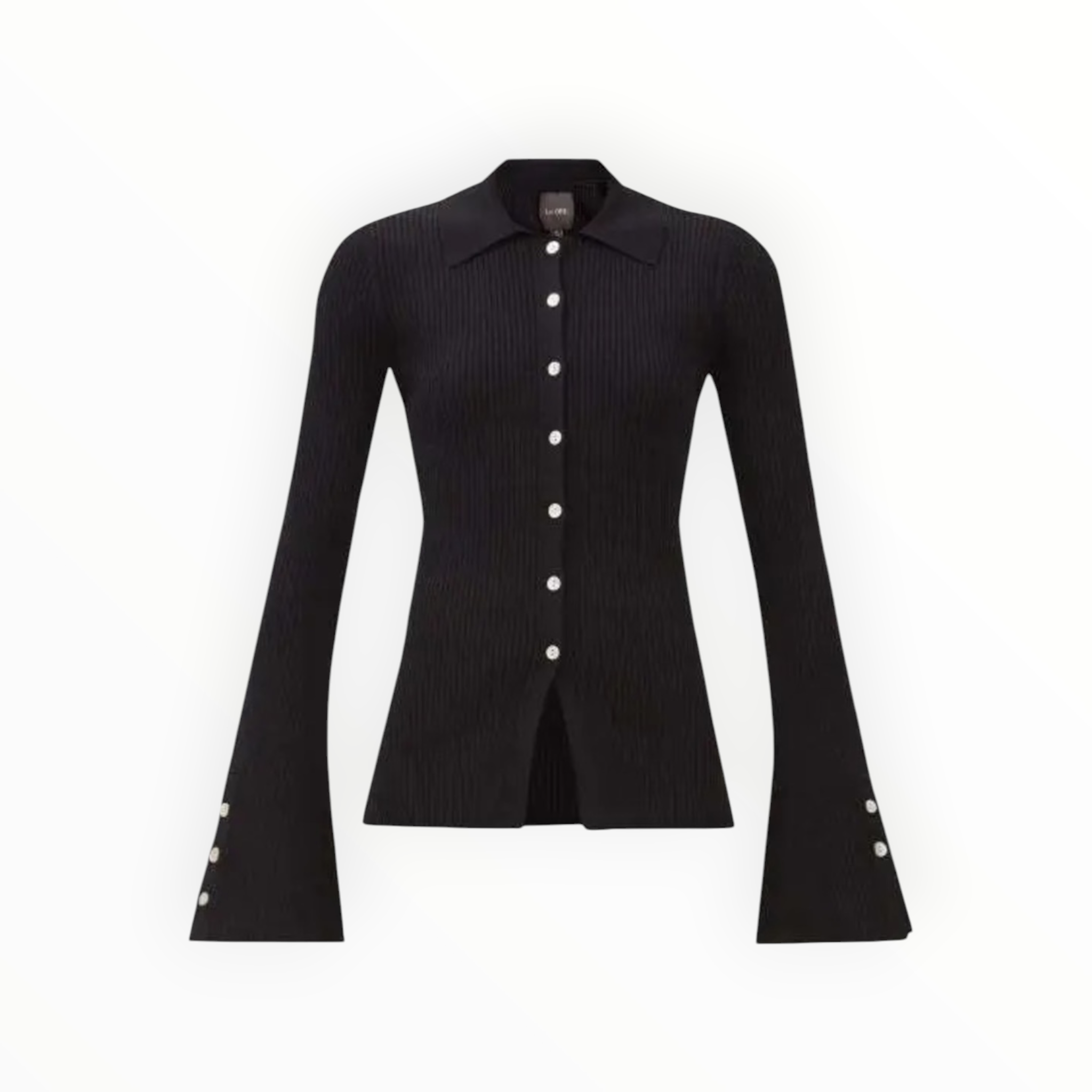 Le Ore Rimini Recycled Ribbed-Knit Cardigan - Black