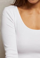 perfectwhitetee Anya Ribbed Scoop Neck Top - White