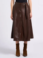 Suncoo Faux Leather Floyd Skirt - Chocolate