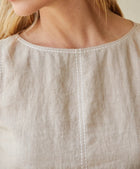 CRESCENT Danna Contrast Embroidery Shift Dress - Oatmeal/White