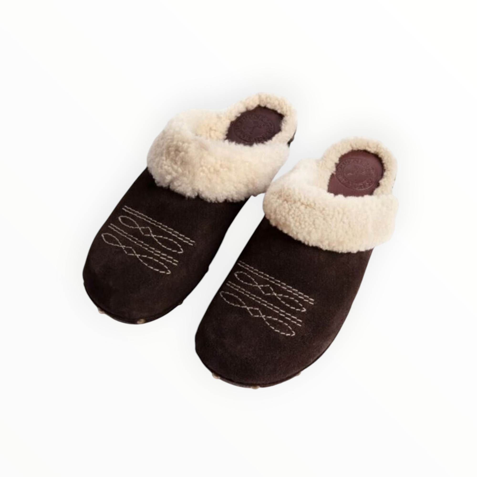 Penelope Chilvers Shearling Low Clogs - Bitter Chocolate