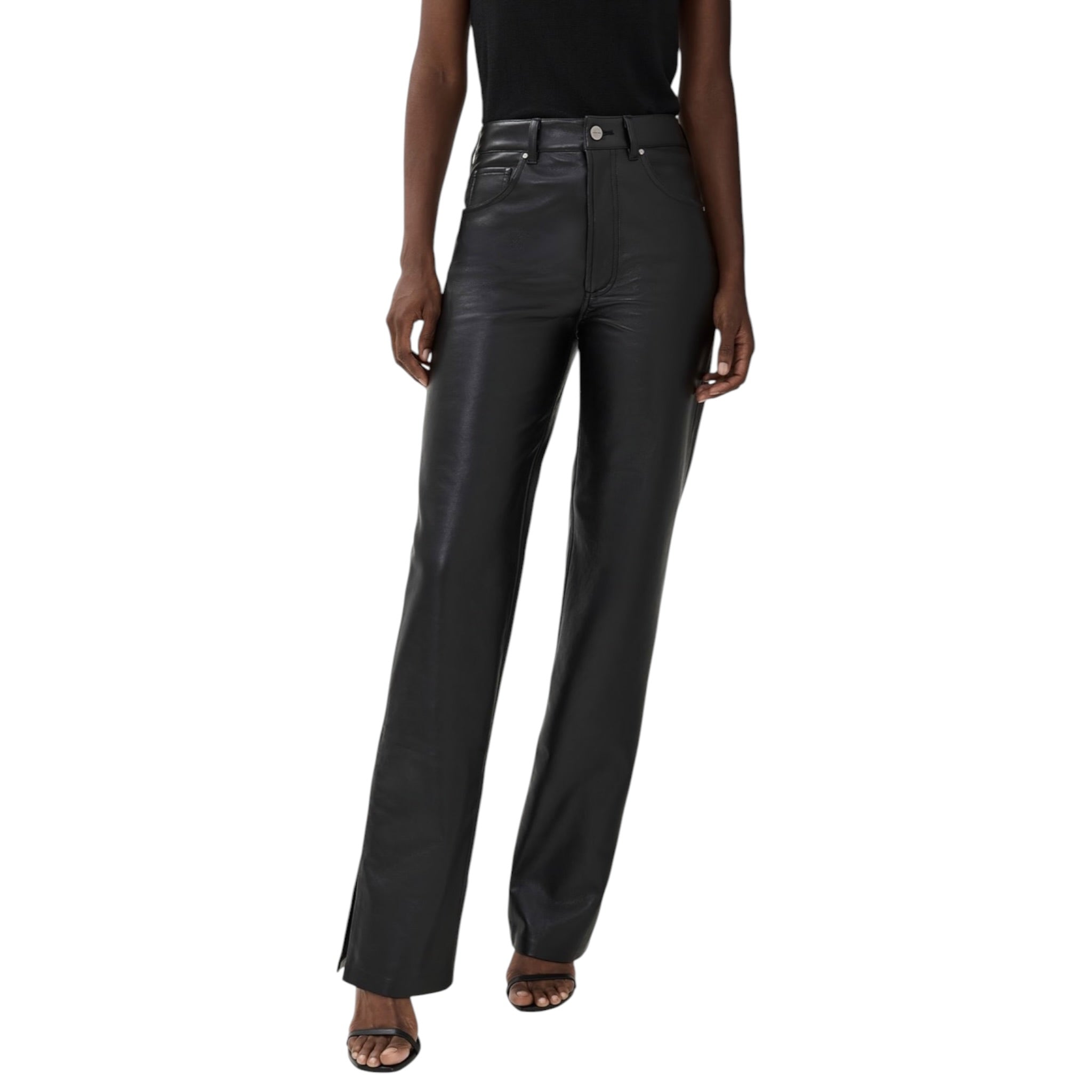 Anine Bing Roy Recycled Leather Pants - Black